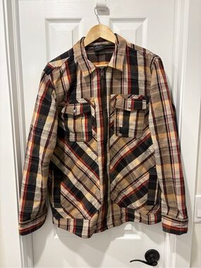 Oakley men’s flannel shirt zip up size medium brown